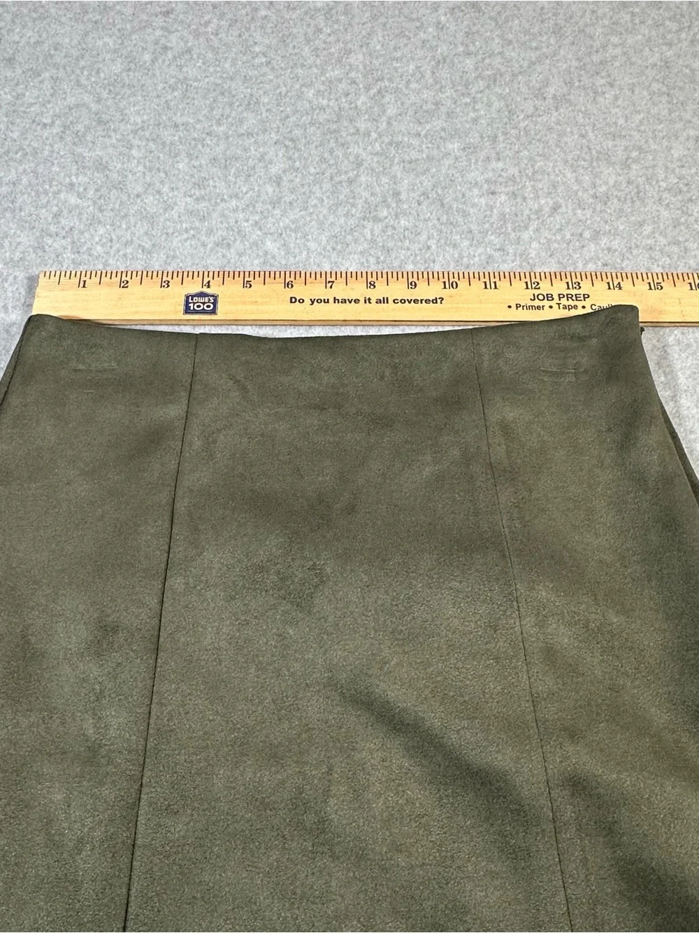 LOFT Olive High Waisted Green Faux-Suede A-Line Mini Skirt